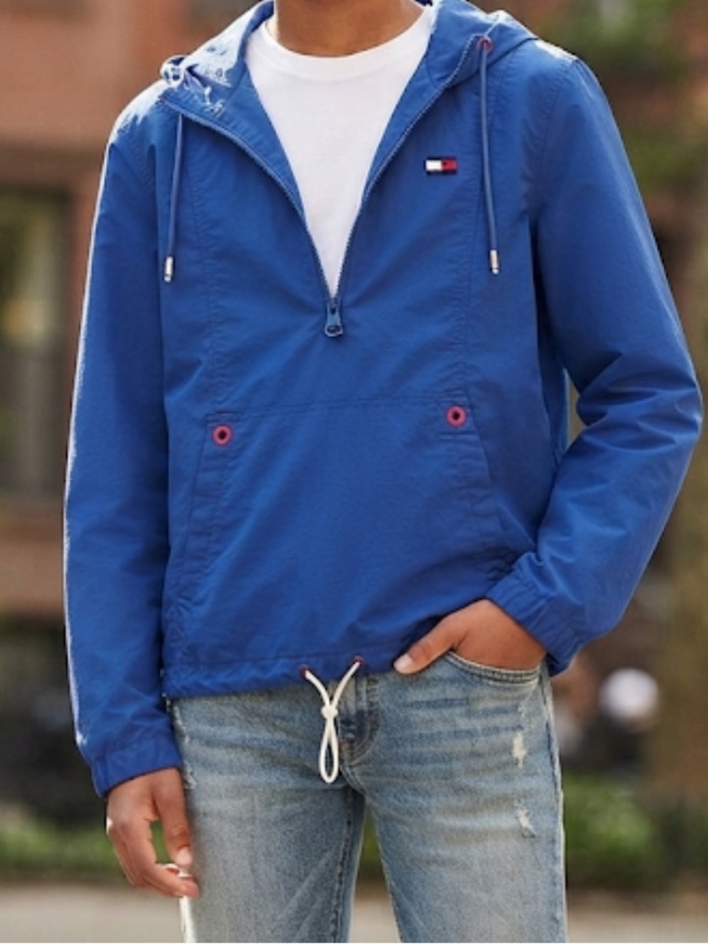 TOMMY HILFIGER 1/2 Zip Pullover Hooded Jacket XL